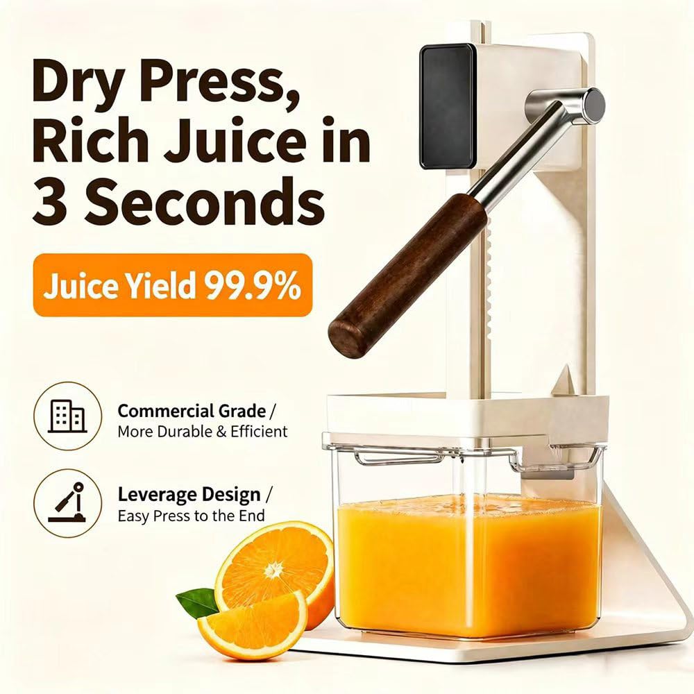 Manuelle Zitruspresse, Robuste Handpresse FüR Orangen (Gastronomie-QualitäT), Manuelle Saftpresse Aus Aluminium, Hochbelastbare Obstpresse, MüHelose Saftgewinnung FüR Hausbar Und KüChe