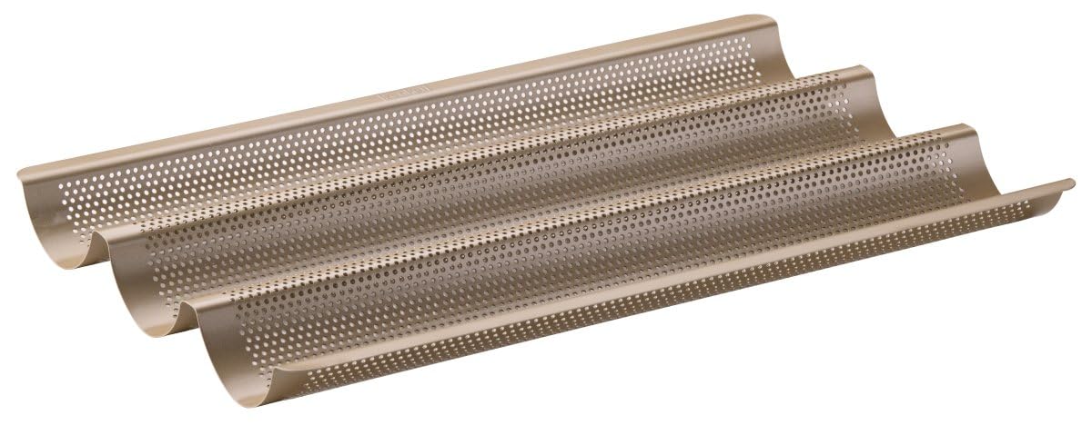 Zenker 3 Baguette Trays, Perforated Baking Mould for Crispy Baguettes, Non-Stick Coating Prevents Sticking, Heat Resistant up to +230°C, 38.5 x 25 x 3 cm