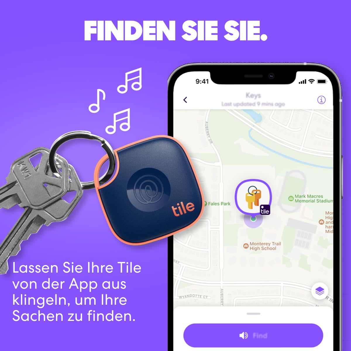 Life360 Tile - Bluetooth-Tracker, Schlüssel- und Gegenstandsfinder für Schlüssel, Taschen und mehr. Handy-Finder. iOS- & Android-kompatibel. Handy-Finder. 1er-Pack (Schwarz)