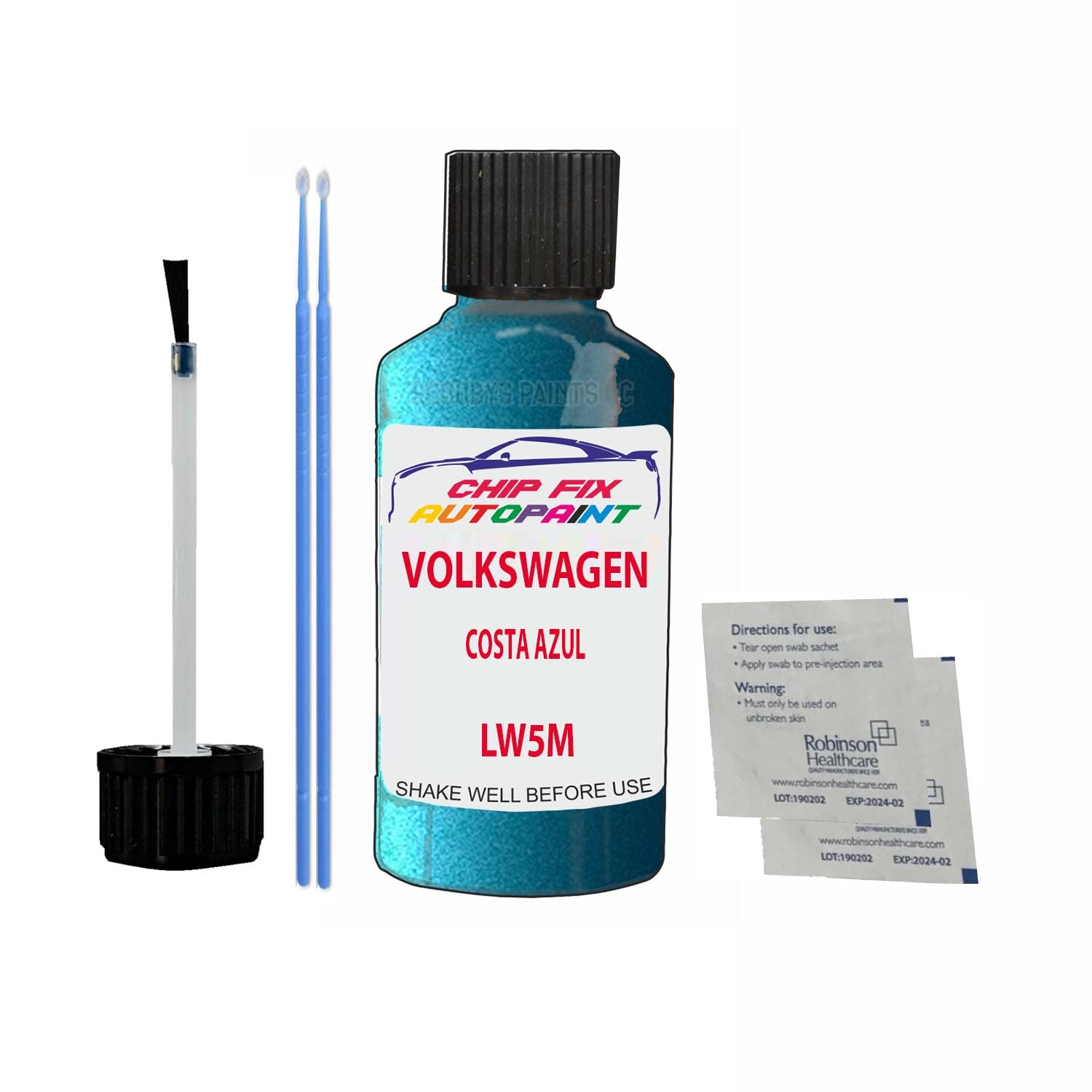 Scoobys Paints Back In The Mix Costa Azul Touch Up Paint For Volkswagen/Vw Crossup Lw5m 2016-2021 30Ml Bottle Brush Scratch Stone Chip Repair Pen
