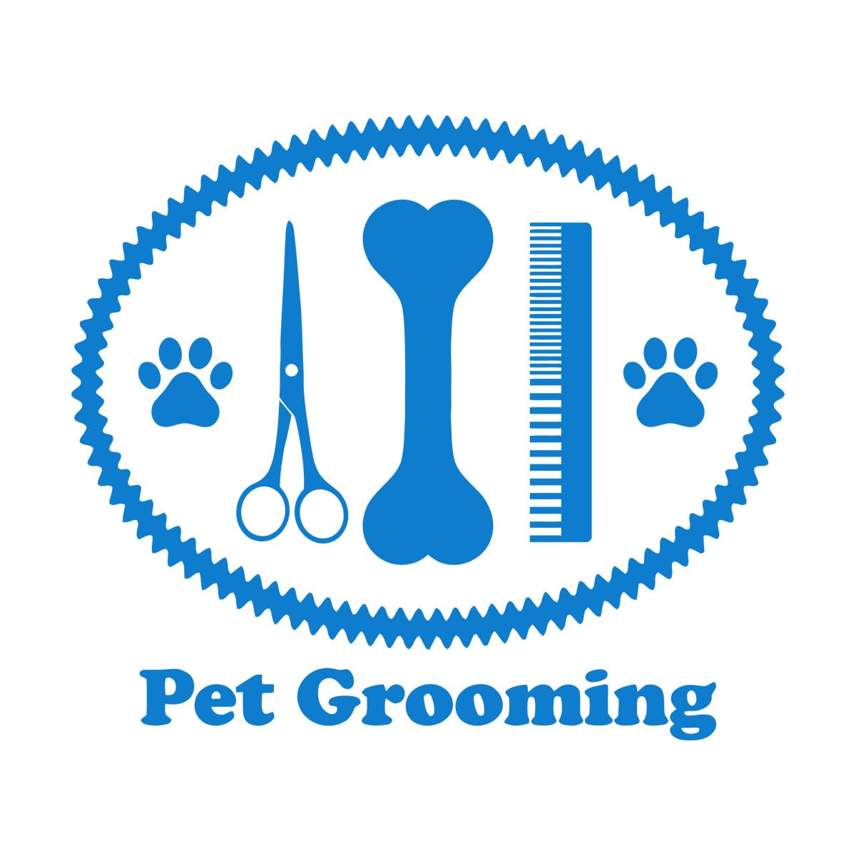 Pet Grooming Animals Shop Scissors Comb Bone Fine Carving Stickers 81x93.6cm Personalized Customization Extra Large Blue — image 1