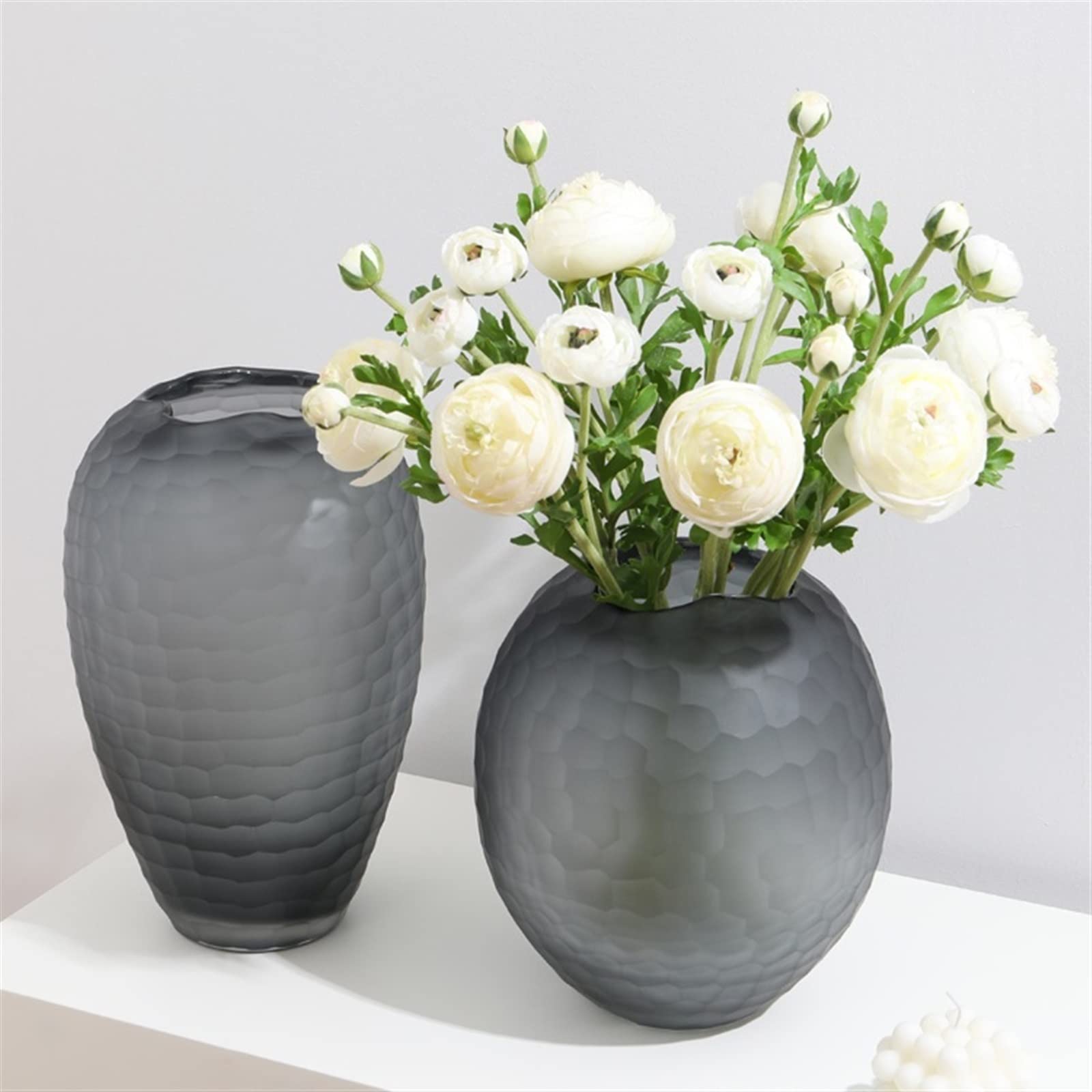 Jarrone Nuevo florero de Cristal escandinavo Moderno, Simple, Lujoso, decoración, Mesa, Sala de Estar, arreglo de Flores acuáticas Maceta(Medio)