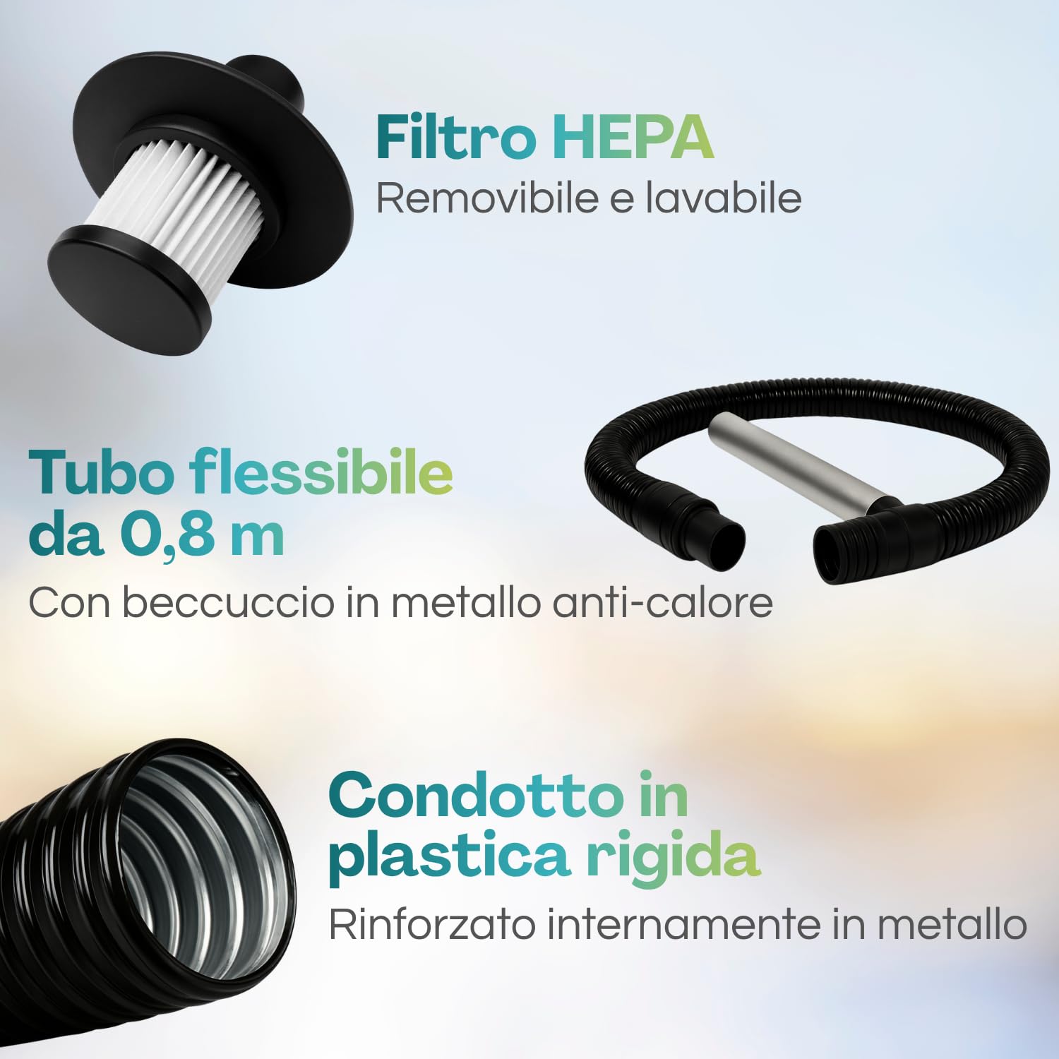Paluplus Aspiracenere con Funzione Soffiante, Aspiratore con Filtro HEPA, Tubo da 80 cm e Bocchetta in Alluminio da 23 cm, per Pulizia Camini, Stufe a Pellet e BBQ, Potenza 600W -098M -3,13 (10 Litri)