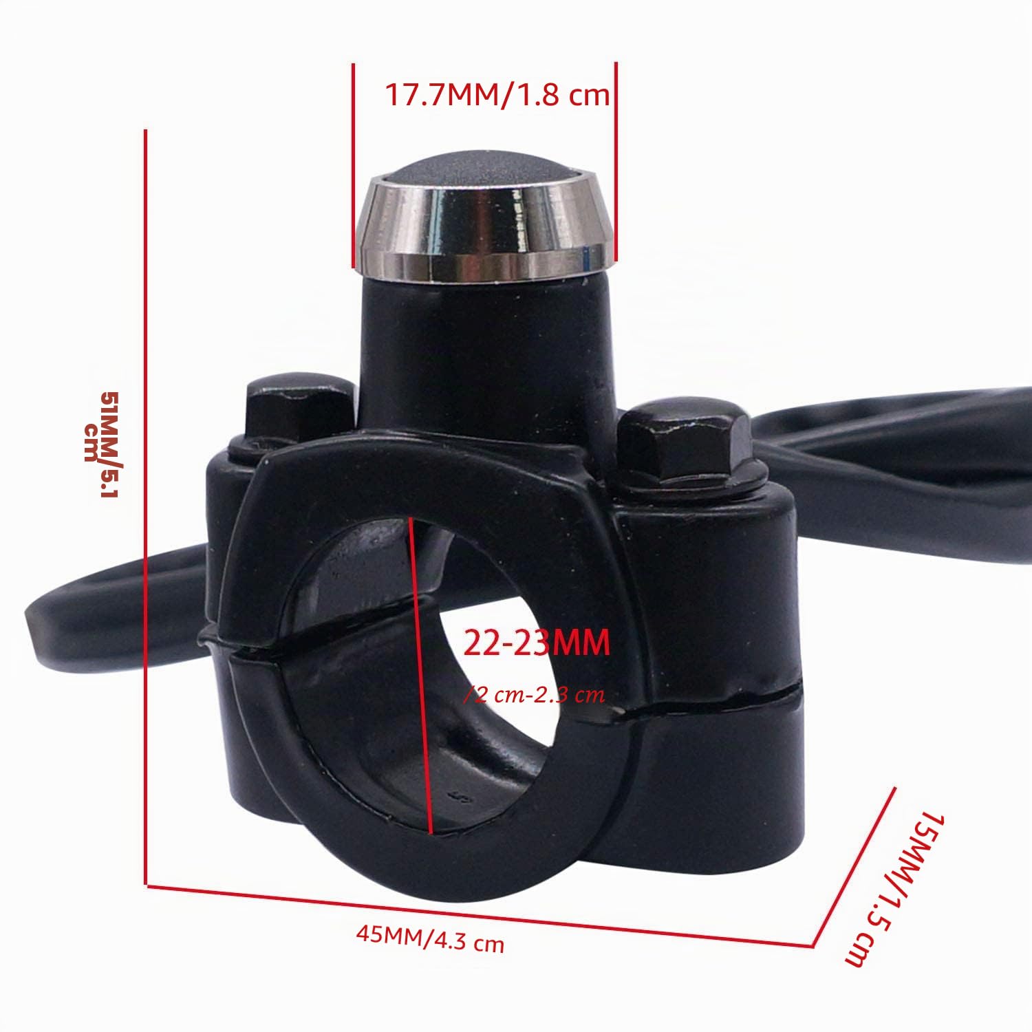 Greluma 12V Interruttore a pressione 22mm (7/8") con piastra di montaggio per motociclo, ATV, Scooter