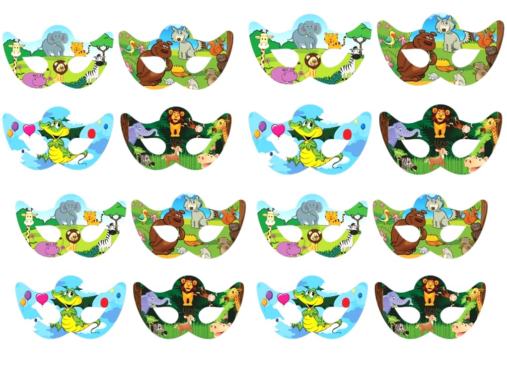SV Traders 40 Pcs Jungle Theme Paper Eyemasks, Jungle Theme, Jungle Birthday Decoration Masks, Dress-Up Party Accessory, Jungles Party Favors, Return gifts for kids
