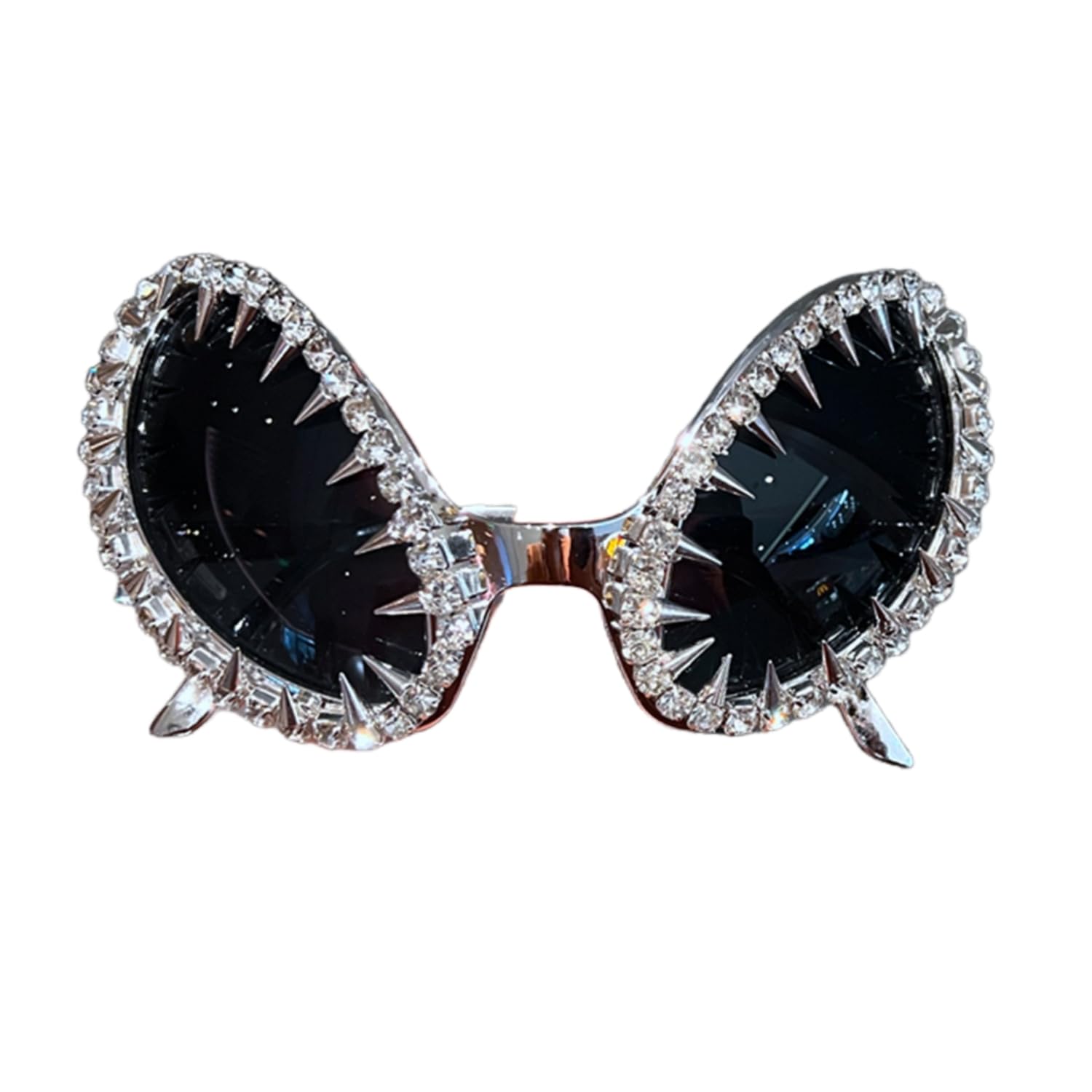 Women Men’s Costume Eyewear Punk Spiked Sunglasses Novelty Rivet Shield Shades Gothic Y2K Steampunk Alt Rockstar Accessories Spike Glasses for Halloween Costume Rave Party Cosplay Music Festival