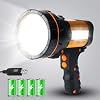 High Powered LED Torch Super Bright USB C Rechargeable, Long Range 800YD,Big Battery 10000mh,Large Powerful Spotlight Flashlight Searchlight Handheld Heavy Duty Strong [Energy Class F]