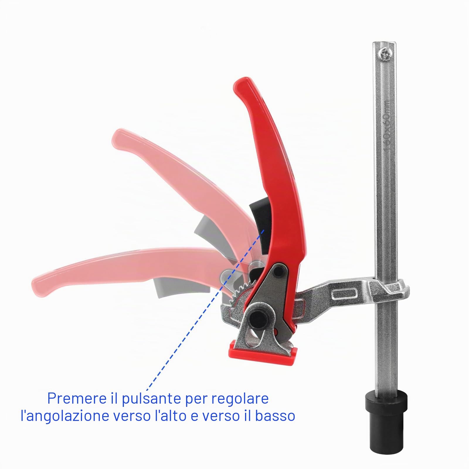 BIGP 2 morsetti da tavolo in acciaio con manico a leva, morsetto a leva con una sola mano per tavoli multifunzionali, elemento di serraggio da 20 mm, campo di serraggio 160 mm, compatibile con banchi