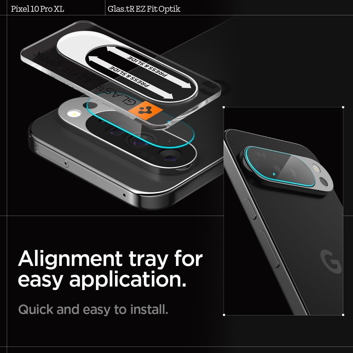 Spigen Camera Lens Screen Protector [Glas.tR EZ Fit Optik] Designed for Pixel 10 Pro XL [Case Friendly] - 2 Pack - Image 4