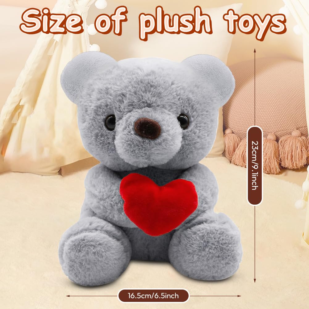 Fouvin Teddy bear with heart, plush bear, teddy bear with love, 23 cm teddy bear rose soft toy decoration room, cuddly toy - Image 2