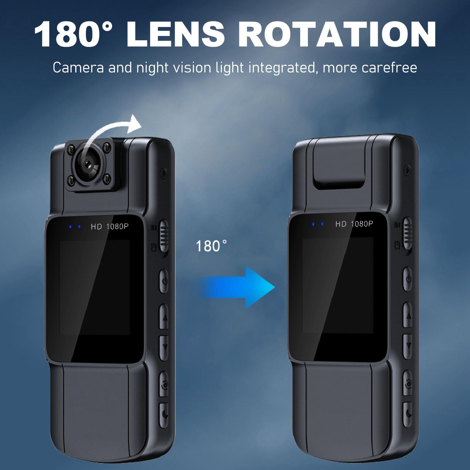 Telecamera portatile indossabile 1080P HD visione notturna obiettivo girevole, clip - sulla videocamera di sicurezza per on - the - Go Recording