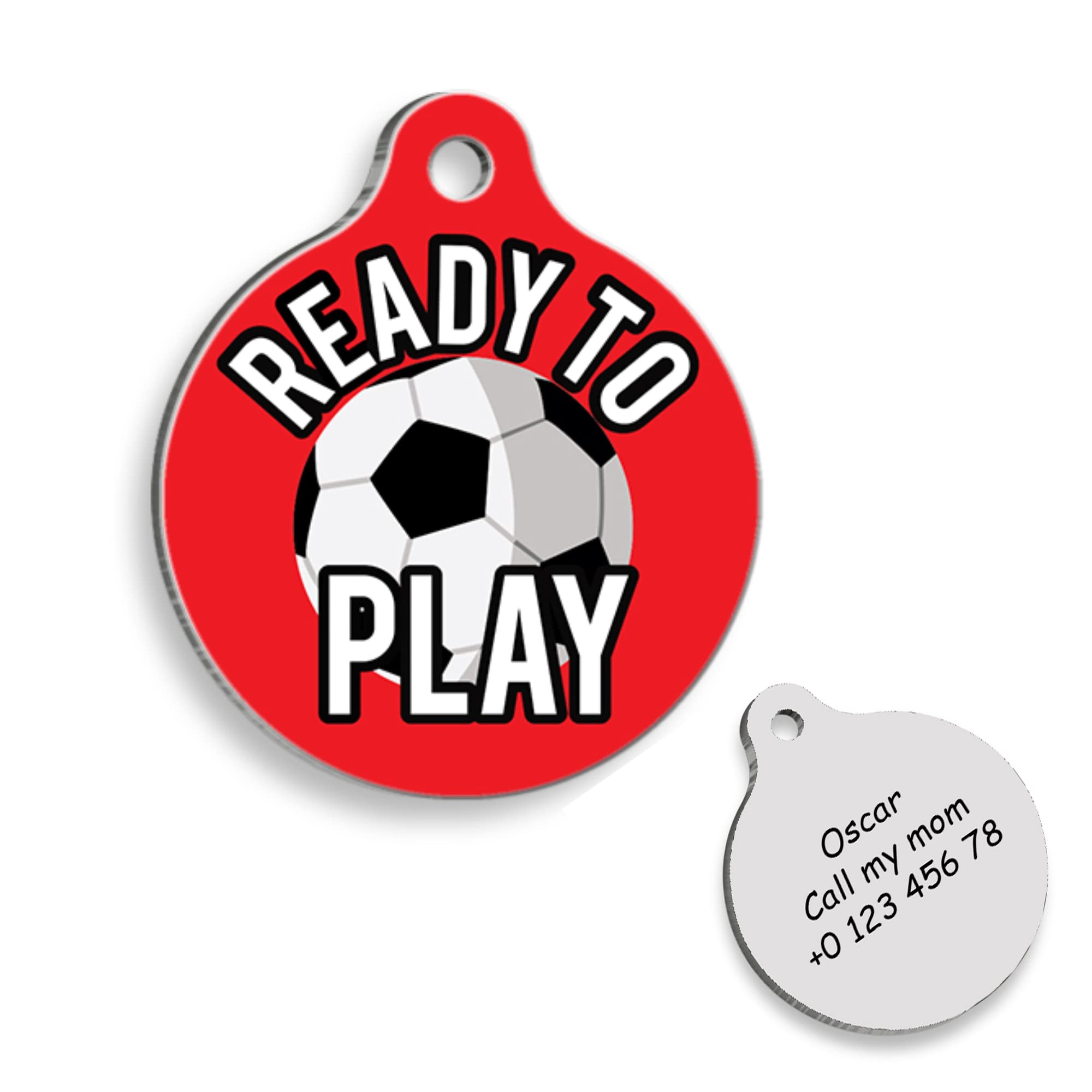 READY TO PLAY Soccer Personalized Dog Tag - Custom Name Tag - ID Tag for Dog & Cat - Customized Pet Tags - Dog & Cat Name id Tag - Dog Name Tag - Engraved Dog Tag
