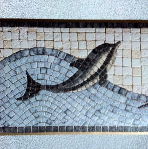 Rolling-Borders 49-068 Mosaic Dolphin Wallpaper Border, Tan Gray #TOP2