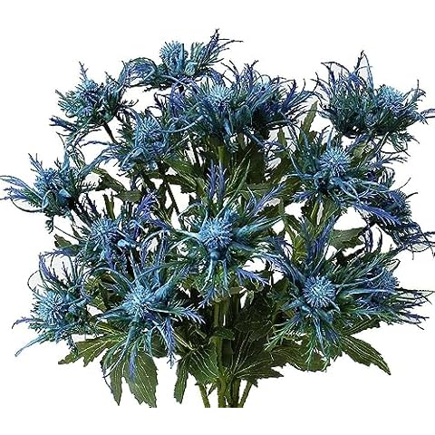 Fermus Artificial Blue Thistle Flowers Cover