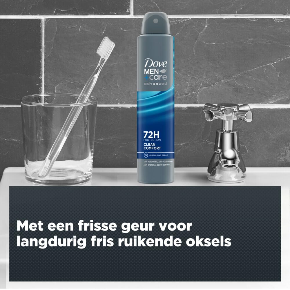 Dove Dove Men + Care, Deodorant für Herren, mit 1/4 Feuchtigkeitscreme, feuchtigkeitsspendende und hautfreundliche Formel, Schutz bis zu 72 Stunden, 6 Stück à 200 ml