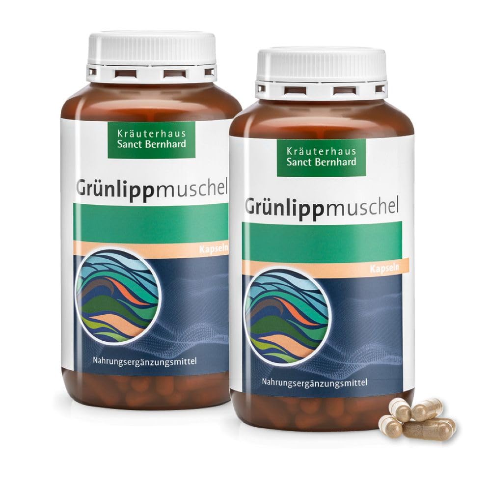Sanct Bernhard Grünlippmuschel Kapseln Mensch | 2x 300 Kapseln hochdosiert | 500 mg neuseeländisches Grünlippmuschelextrakt für Menschen | Qualität aus deutscher Herstellung | Made in Germany