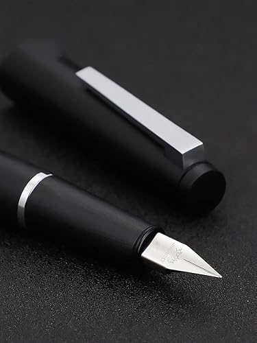 Miniatura 3 de Jinhao 80 - Pluma estilográfica cepillada de fibra negra, punta ultra fina de iridio con convertidor de tinta, bolígrafo de escritura suave de