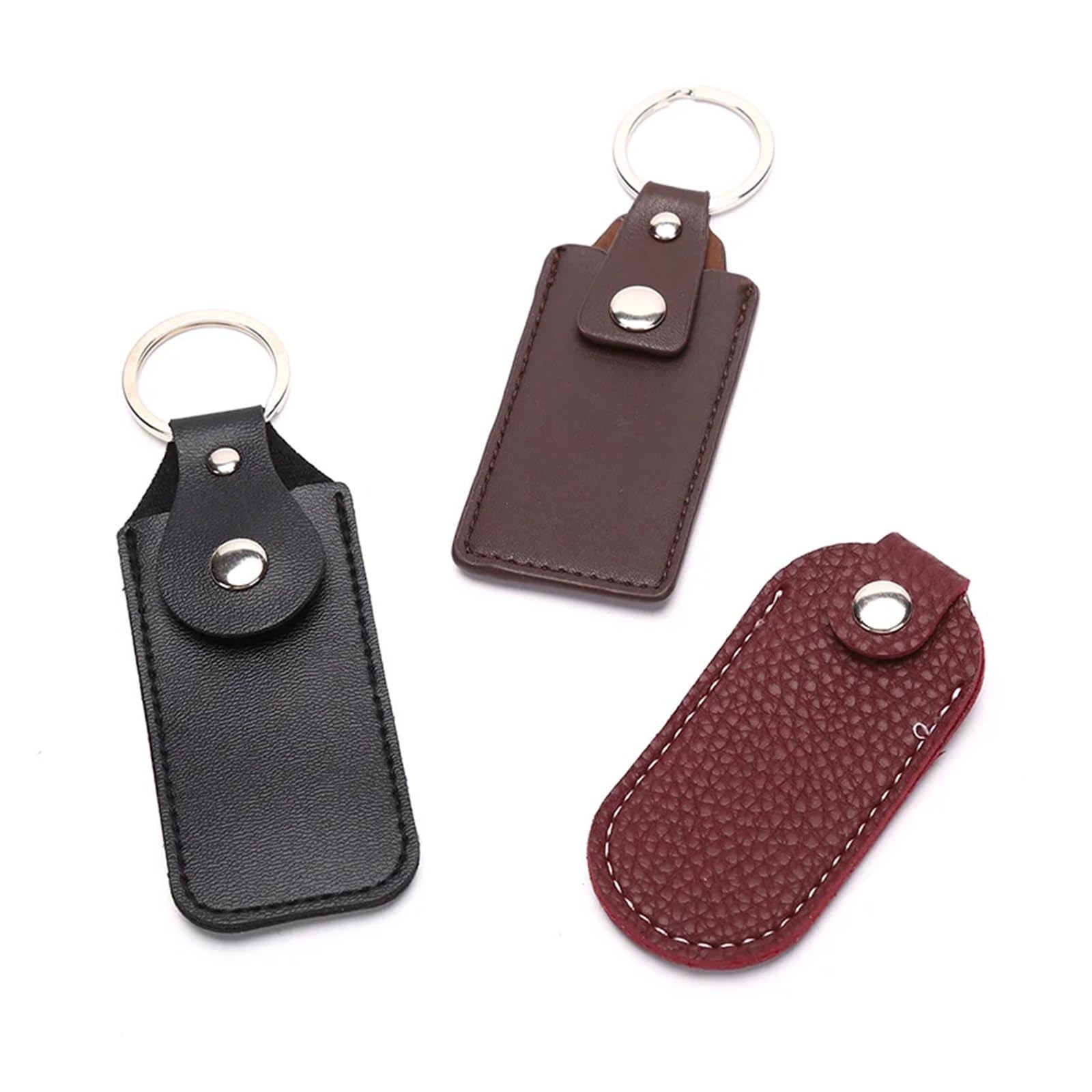 Custodia per disco rigido, 16 pezzi, in pelle, con anello USB, portatile, in poliuretano, per flash drive, rosso, nero, caffè