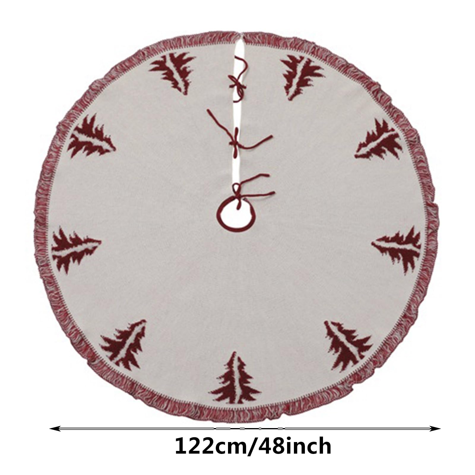 Gonna per Albero di Natale Maglia Bianca 122 cm, Tappeto per Albero Rotonda con Nappa,Motivi 3D per Alberi di Natale, Grande Copri Piedi Albero Natale per Natale Capodanno Festa in Casa