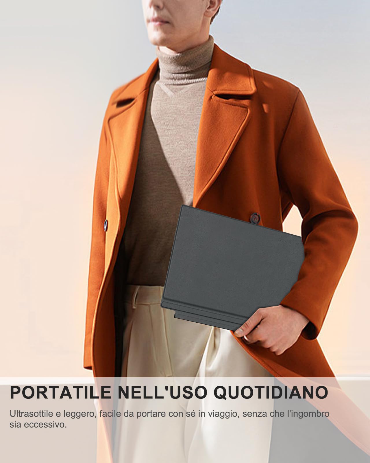 MoKo Tastiera Italiana Compatibile con Microsoft Surface PRO 7 Plus/PRO 7/PRO 6/PRO 5/4/3, Tastiera Bluetooth con Layout QWERTY, Sottile e Girevole, Batteria Ricaricabile Integrata, Grigio granuloso