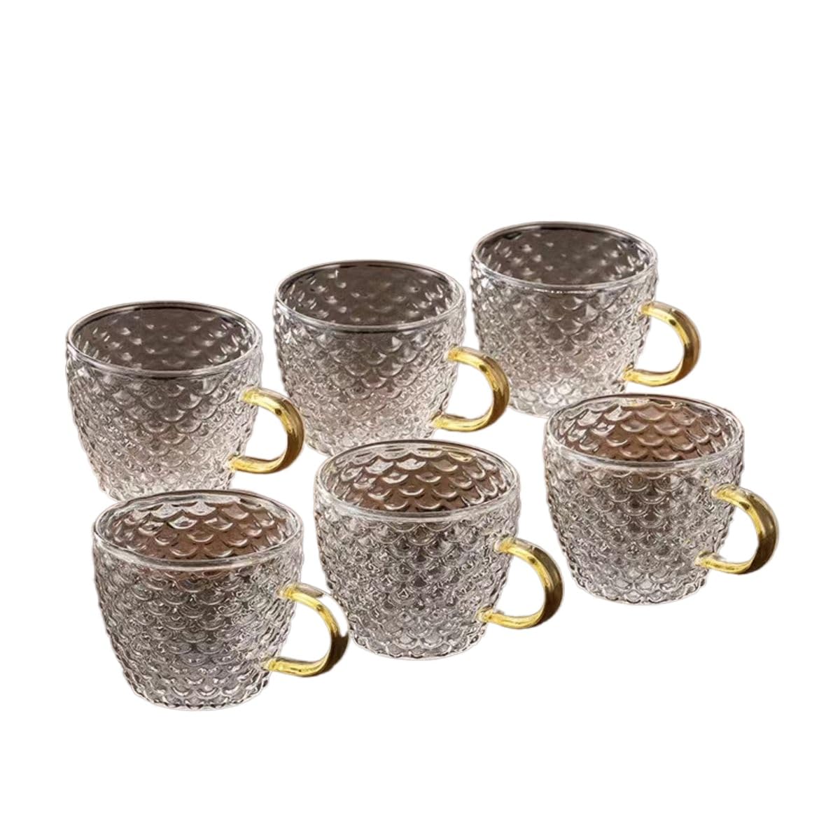 Taza de café de Cristal Vasos Tazas de café/té 6 Piezas 150 ml Taza de té pequeña Engrosada Taza de Vidrio para Beber Juego de té de Kung fu Transparente y,