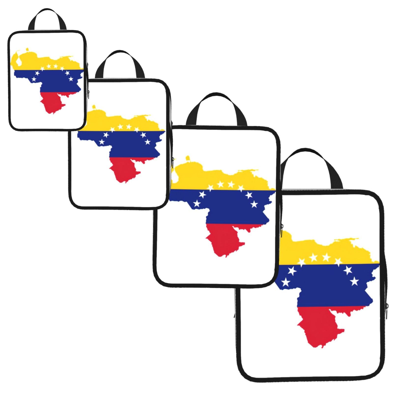 venezuela flag Print 4 Set Compression Packing Cubes for Suitcases,Expandable Storage Bags Organizers