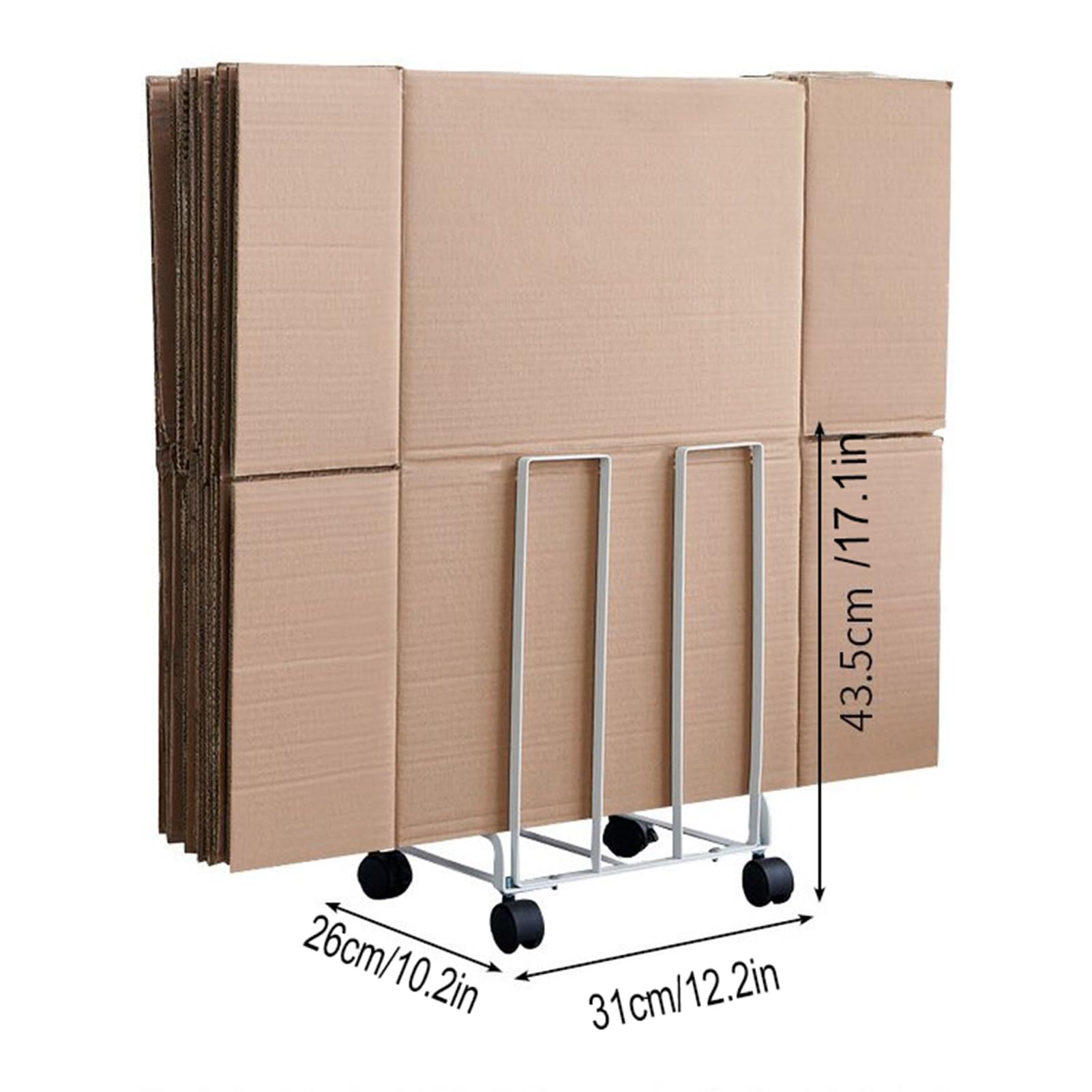 Supporto in cartone resistente con ruote, scaffale portatile per scatole di cartone, organizer commerciale per casa, supermercato e magazzino (nero)