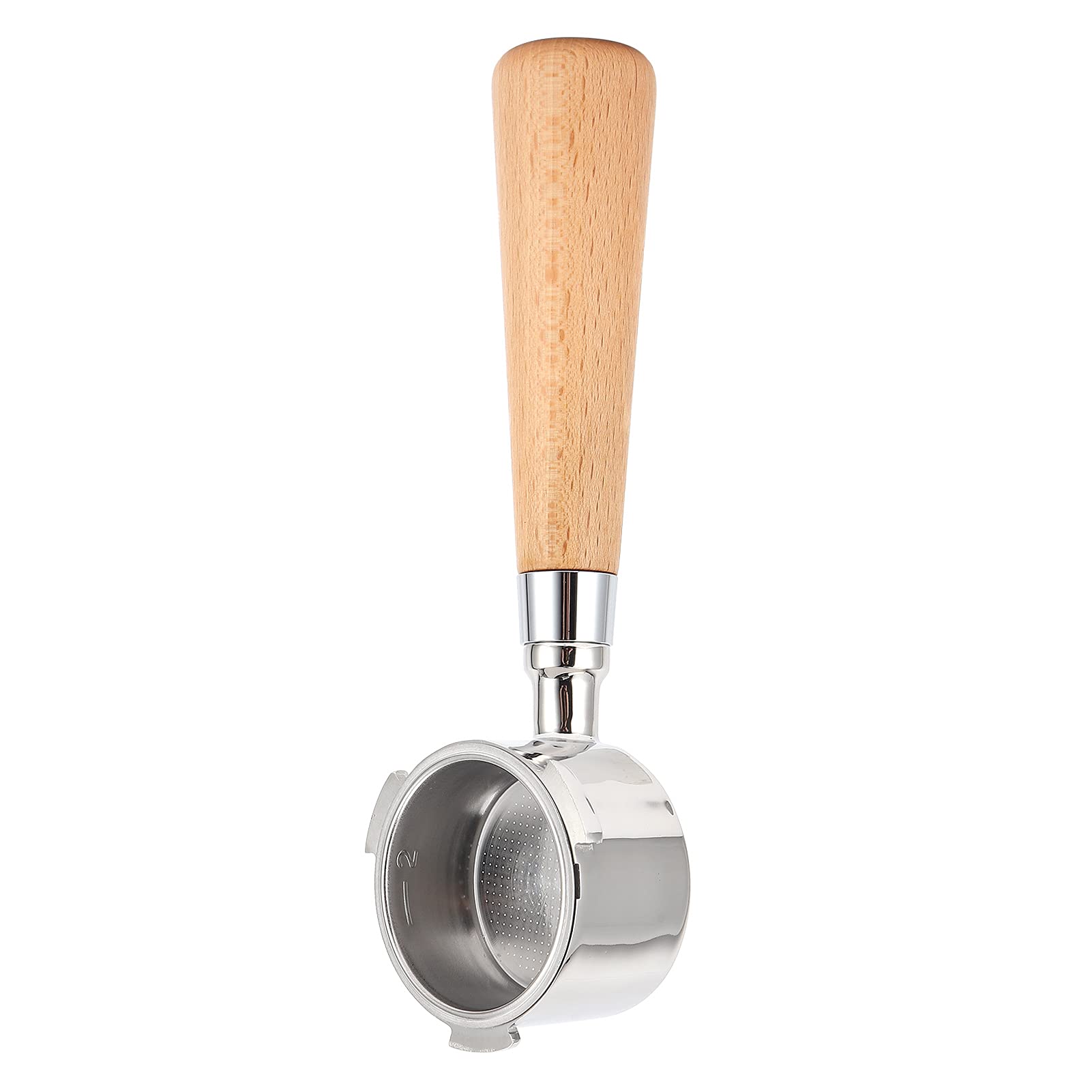 Kolba do kawy bez dna Uchwyt filtra ze stali nierdzewnej Narzędzie do wymiany kosza Ergonomiczny drewniany uchwyt do ekspresu do kawy Domowy barista (Buk 54mm)