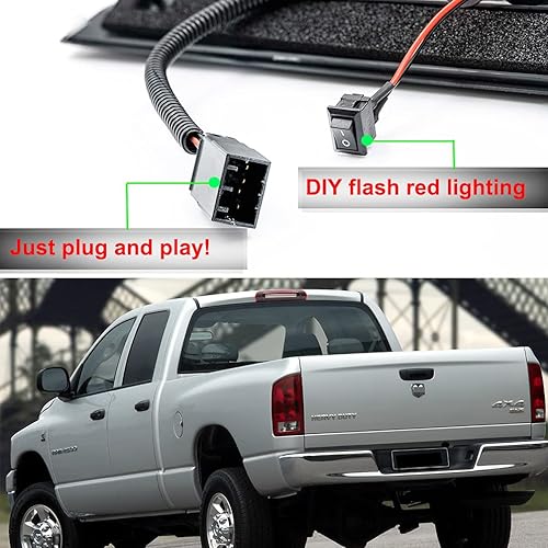 Miniatura 8 de NJSBYL Para RAM 1500 Tercera luz de freno de repuesto para Dodge RAM 1500 2500 3500 2002-2009 Pickup lente ahumada LED roja tercera luz de freno
