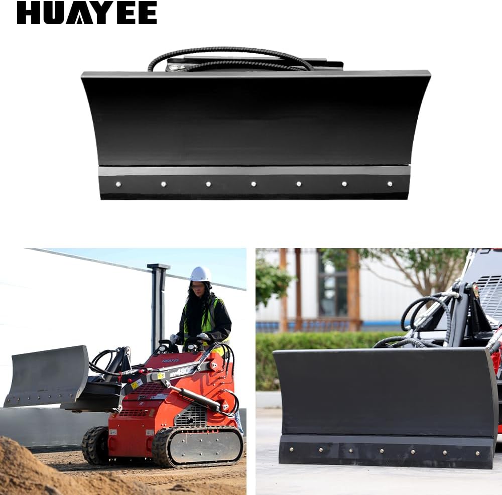 Dozer Blade Attachment for Mini Skid Steer Loaders - Straight Push Blade for Grading, Leveling & Backfilling - Verify Fit: 588mm Plate Width, 360mm Ear Center, 140mm Mount Height