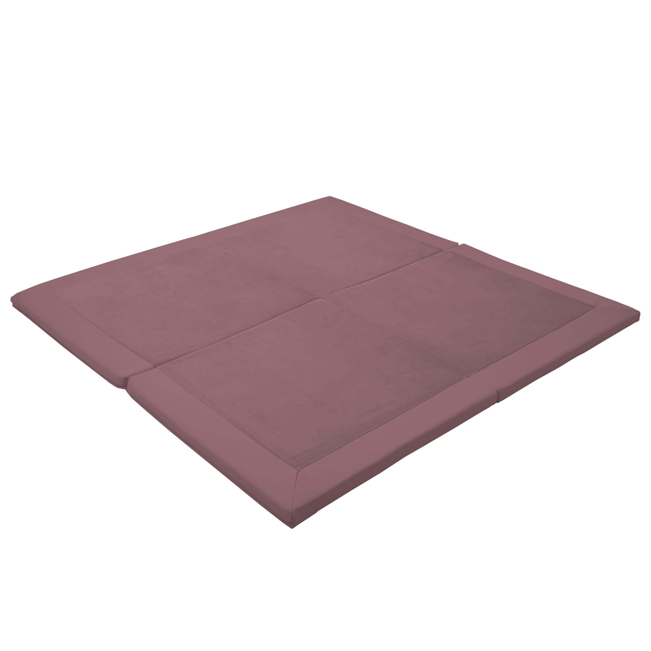 fdp softscape velvety and vinyl space saver 4-section folding activity mat for infants and toddlers, tummy time for babies, soft foam and colorful play in home, daycare or preschool - mauve