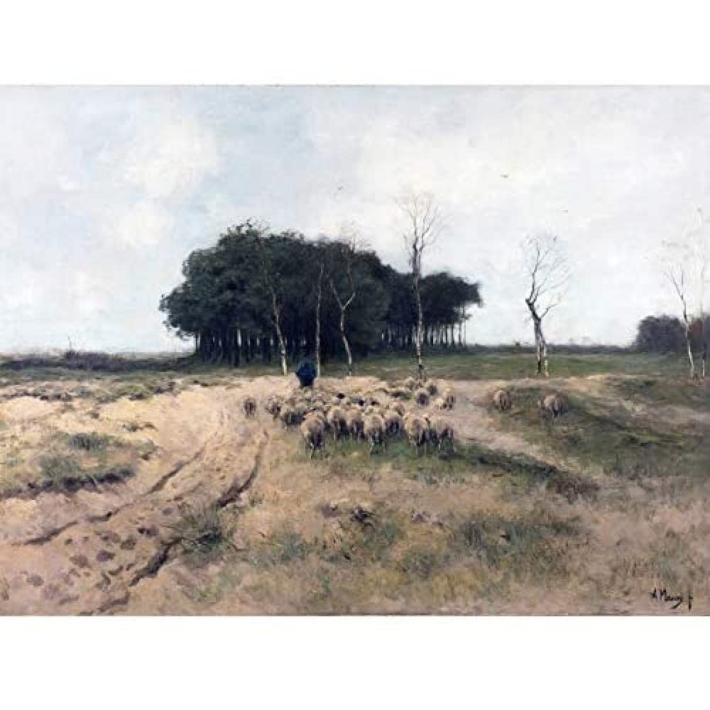 Artery8 Anton Mauve On The Heath Near Laren Sheep Painting Art Print Canvas Premium Wall Decor Poster Mural