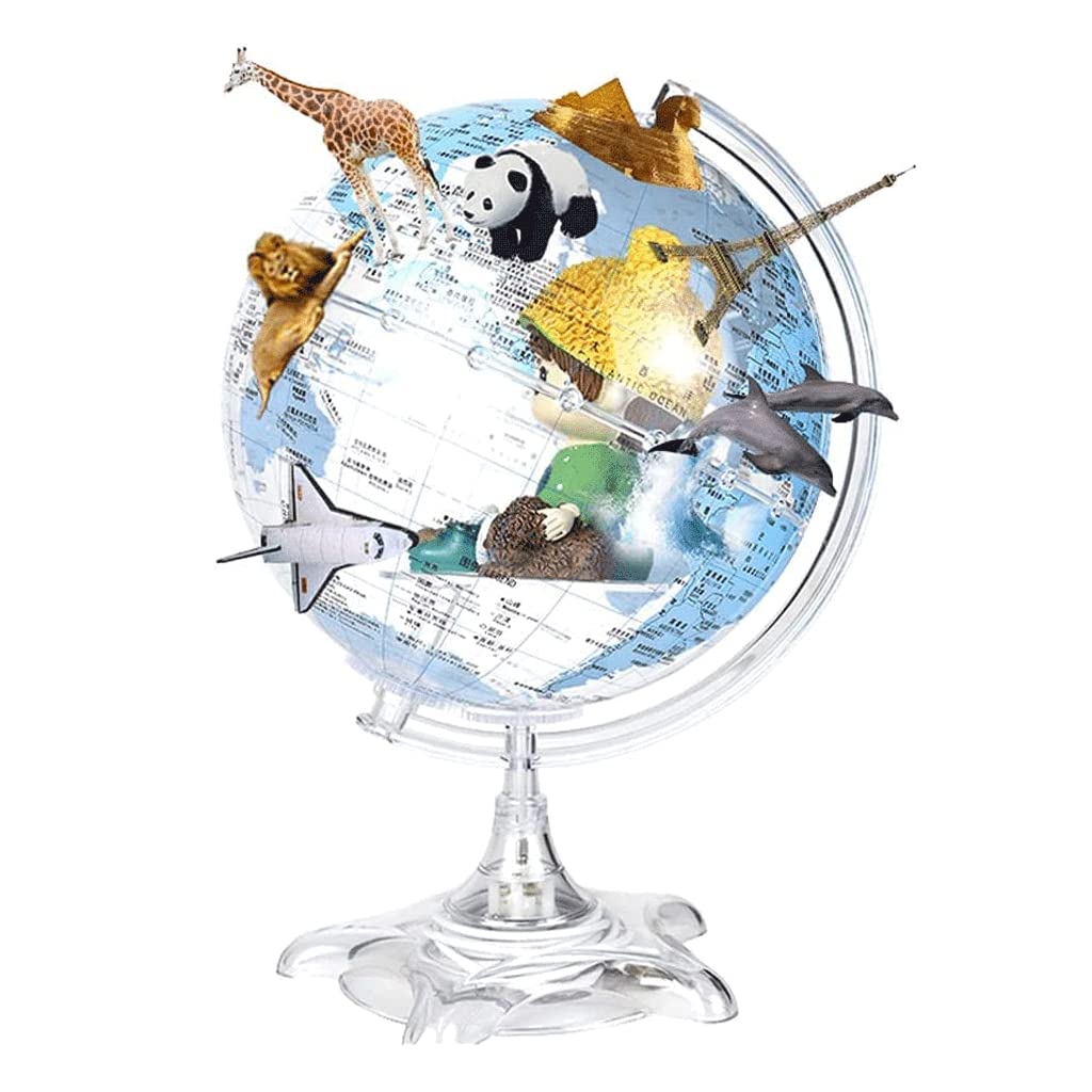 Flyiodfcxv B Globe, 8.5 Inch Ar Automatic 360° Rotating Globe With World Map Educational Clear Text Marking