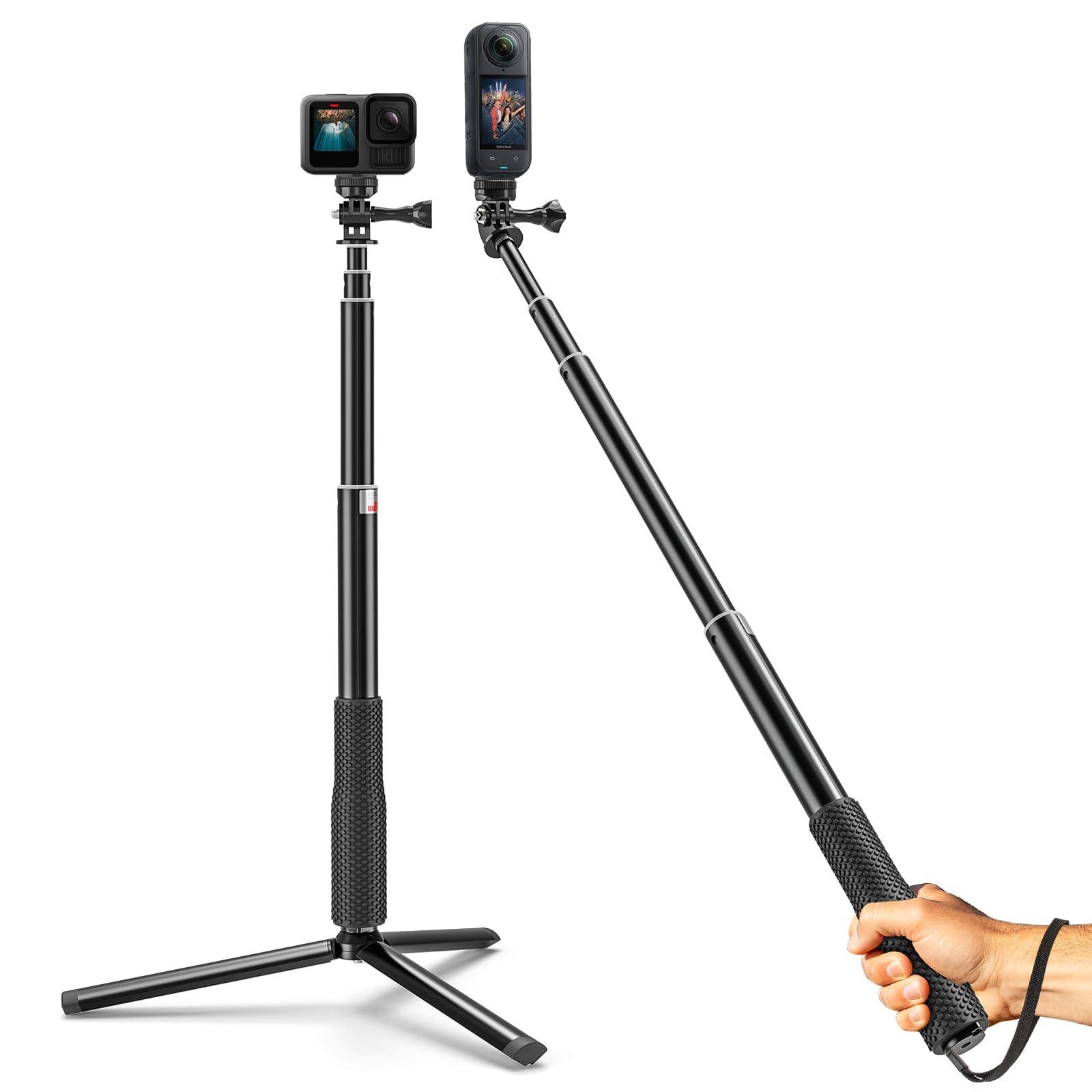 Wiseten Perche à Selfie 94cm avec Trépied pour GoPro Insta 360 X5 X4 X3 | Monopode Télescopique pour DJI Osmo Pocket 4 3 GoPro Hero 13/12/11/10/9/8/Max Caméras d'Action