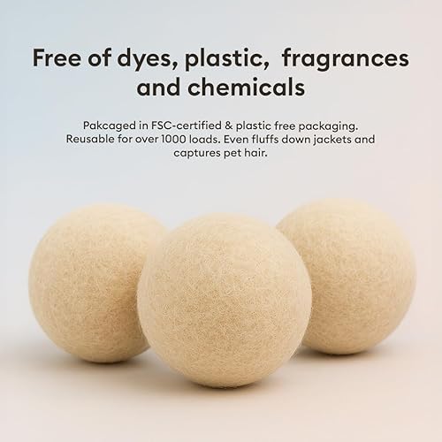 Miniatura 7 de Bolas de secado de cáñamo natural, 5 veces más absorbentes que la lana, sin crueldad, hipoalergénicas y ecológicas, reducen las arrugas de la ropa y