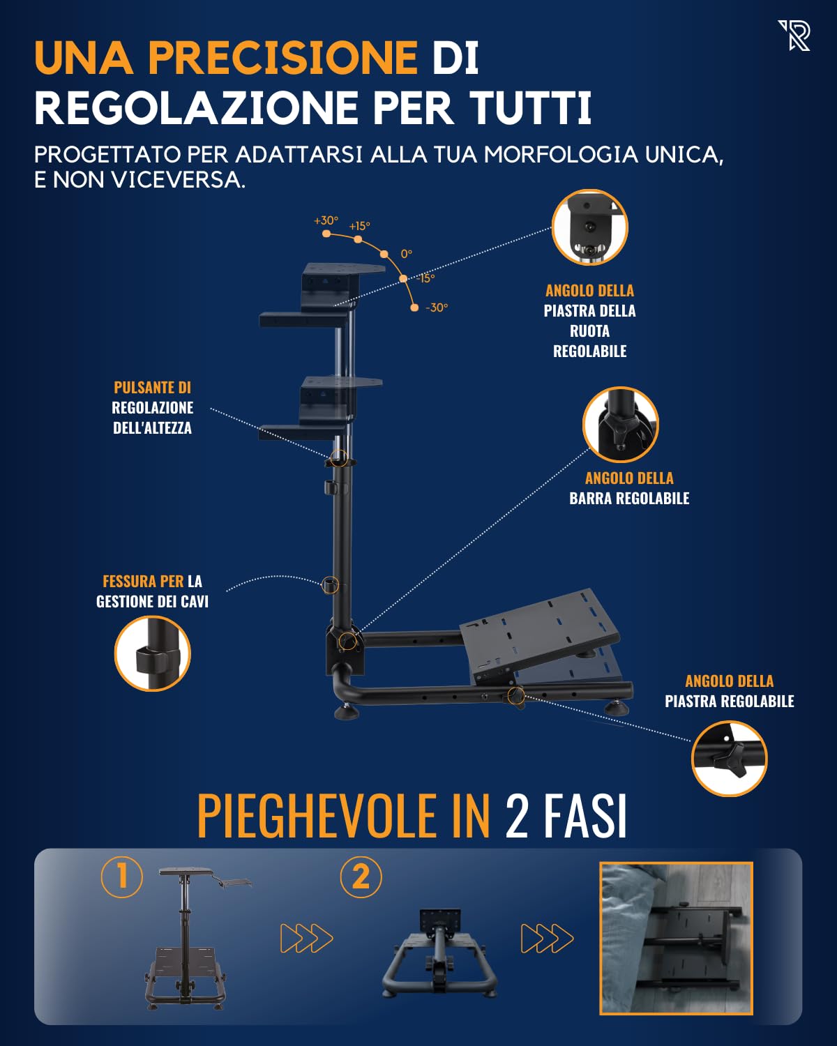 Supporto Volante Da Corsa Regolabile In Acciaio Nero Con Portacambio Rimovibile Compatibile Con La Maggior Parte Di Volanti, Pedali E Cambi, Pieghevole E Stabile Per Sim Racing