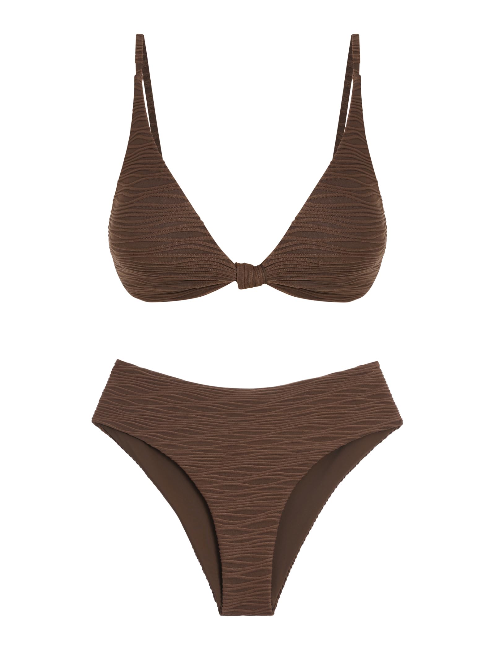 Women's Two Piece Swimsuits V Neck Knot Front High Cut Swimsuit Brazilian Cheeky Swimwear-image-41