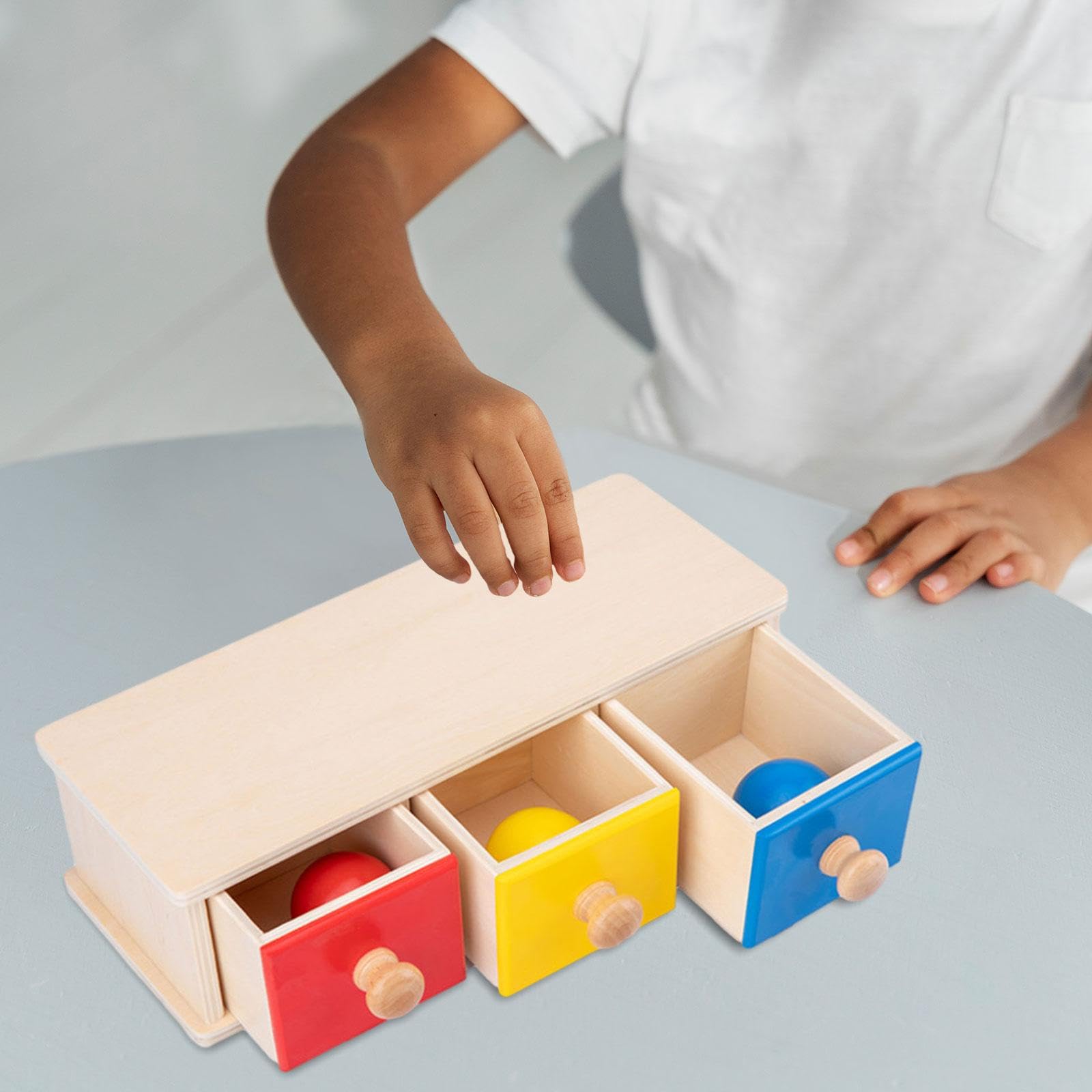 Giocattoli Educativi Scatola Oggetto Giocattolo Legno Migliora Abilità Cognitive Sviluppo Destrezza Bambini Adatto per, 3 cassetti