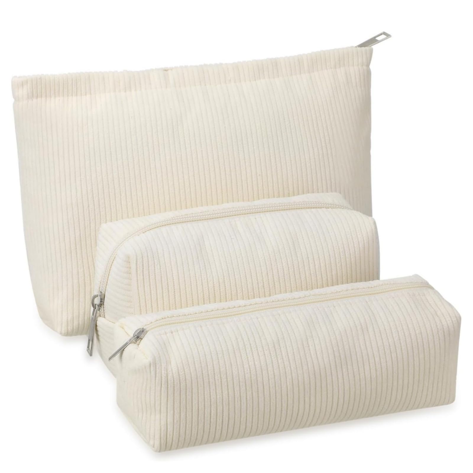 JSTHHTT 3PC Neceser Maquillaje Mujer, Neceser Mujer, Neceser Viaje Mujer, Bolsas de Cosméticos de Tejido de Pana con Cremallera, Bolsa Maquillaje, Bolsa de Maquillaje Portátiles, Accesorios Viaje