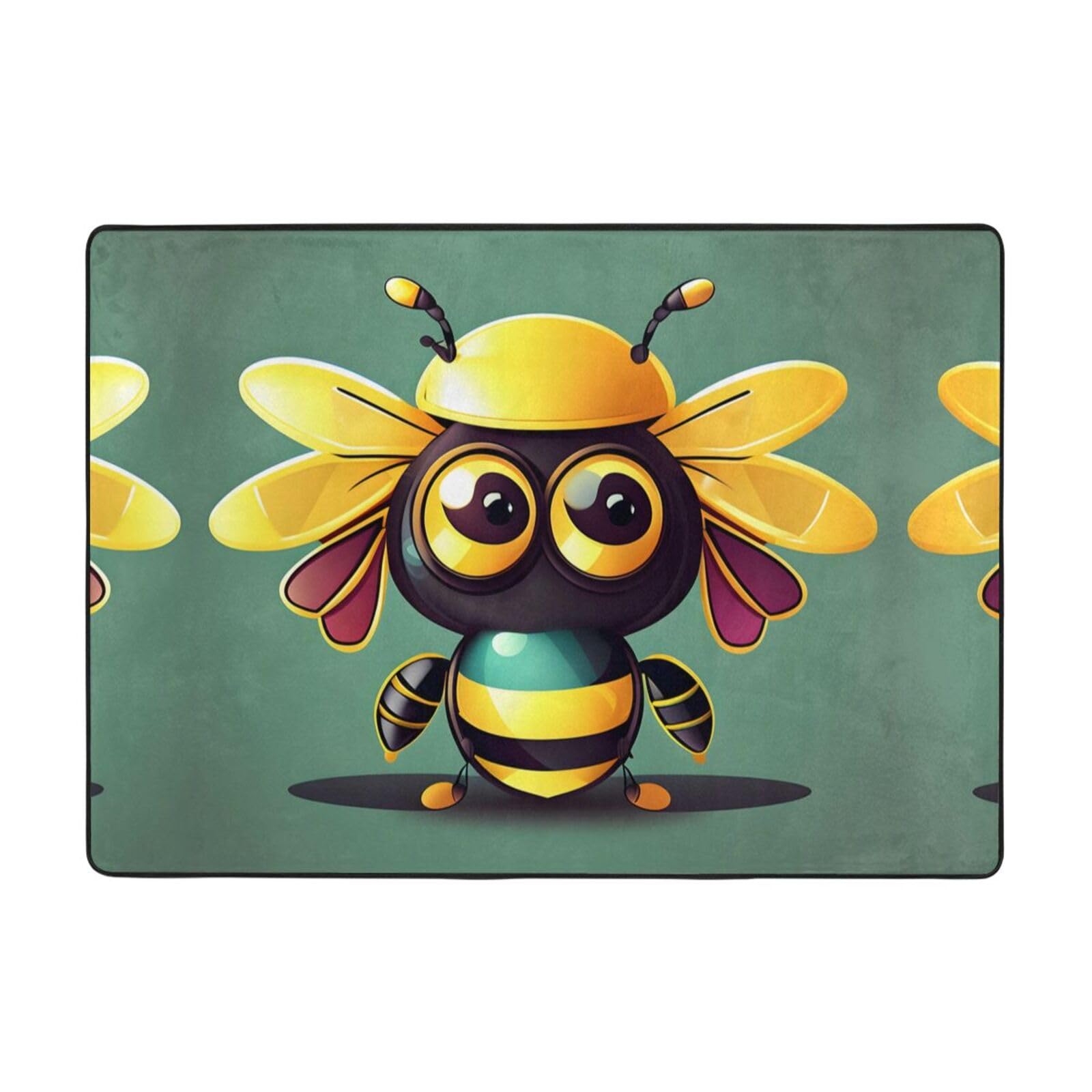 Tapis de luxe abeille imprimé pour salon et chambre doux et lavable