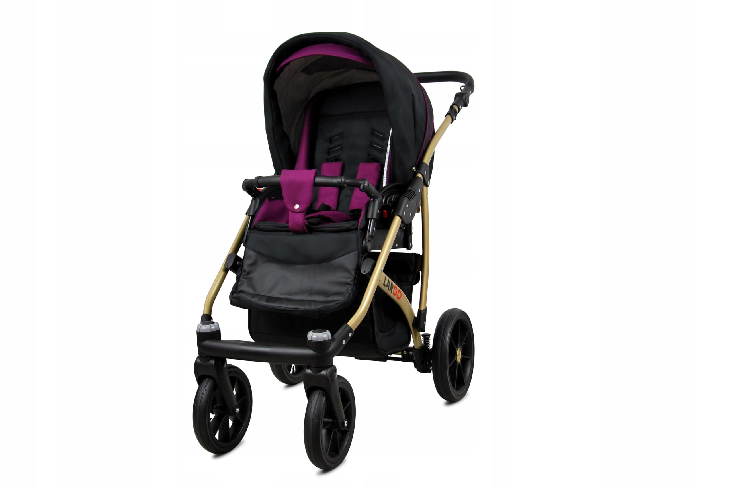 BabyLux® Enfant Poussette Combinée Set 3 en 1 - Largo - incl. Nacelle, Canne, Siège de voiture - Siège Auto - Pliable - avec Sac à langer, Habillage pluie, Moustiquaire etc.