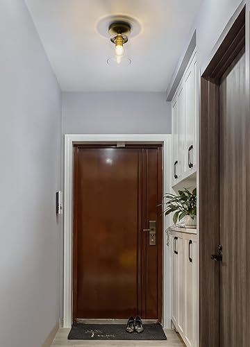 Miniatura 3 de Pathson Lámpara de techo industrial con pantalla de cristal, 1 lámpara colgante empotrada para pasillo, loft de cocina, bar cerca del techo