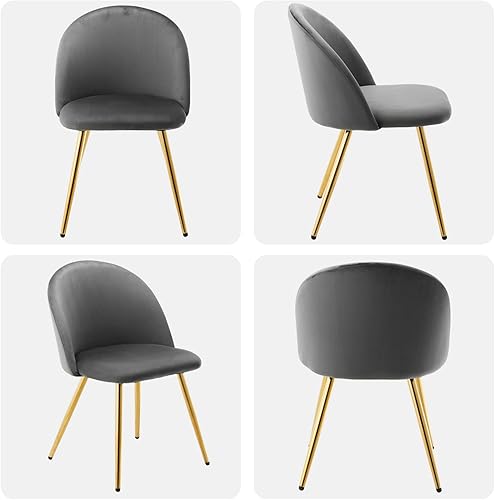 Miniatura 7 de TUKAILAI Juego de 2 sillas de comedor de terciopelo, silla de acento moderno, silla lateral de sala de estar, asiento tapizado y respaldo con patas