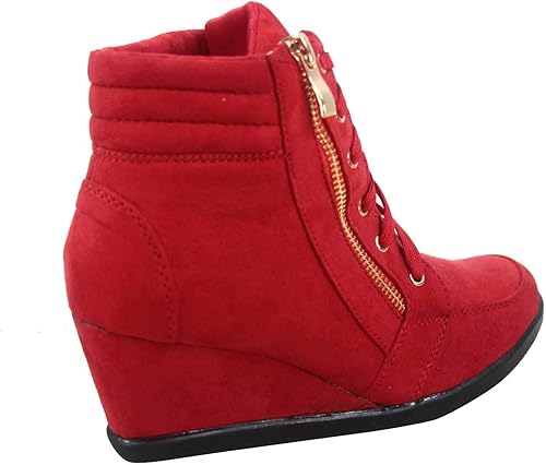 Miniatura 3 de TZ 56 - Tenis de tacón alto para mujer, clásicos, con cordones, cómodos, con cuña