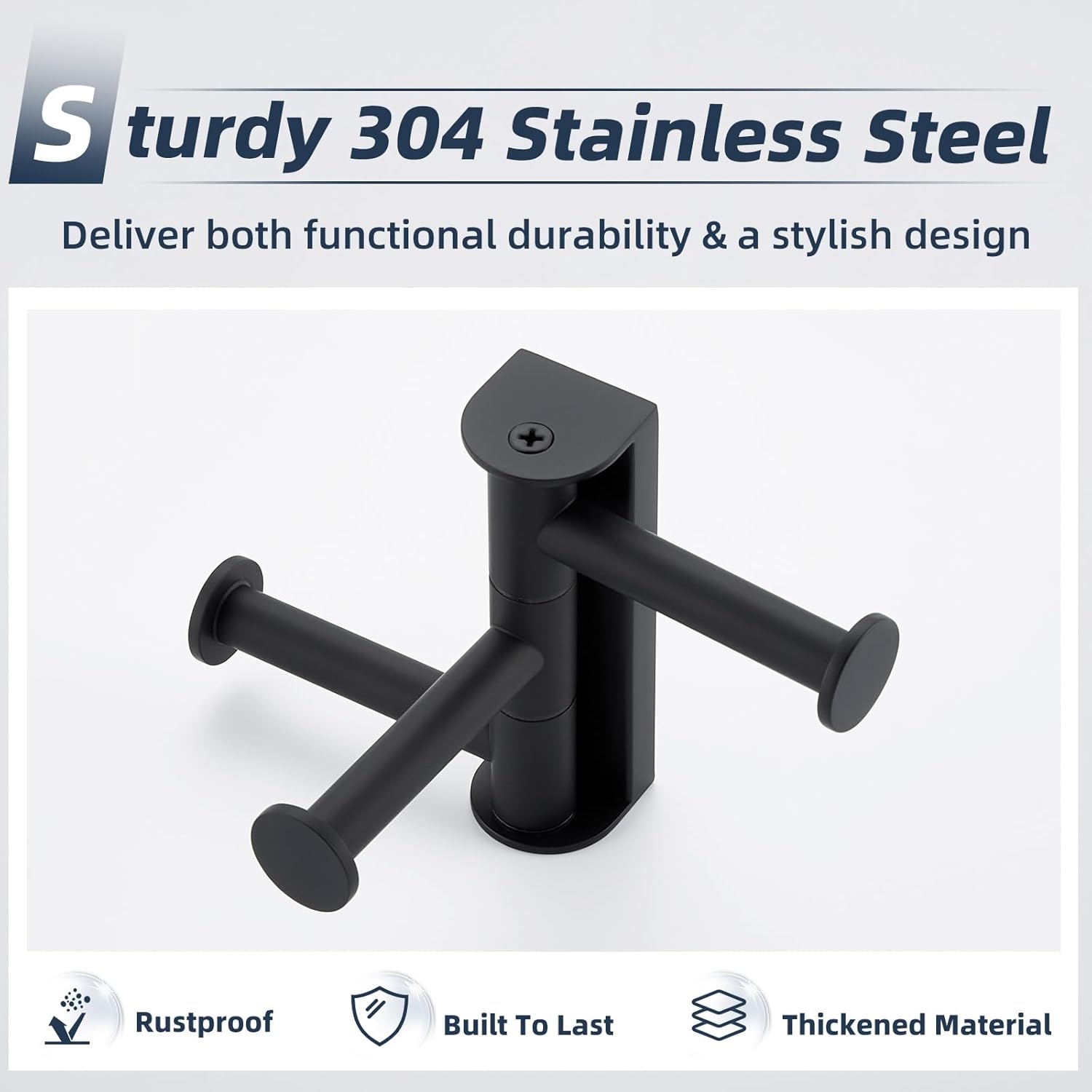 APLusee Matte Black Stainless Steel Towel Ring with Shelf, 304 Stainless Steel Swivel Towel Hook Bundle, Wall Mounted