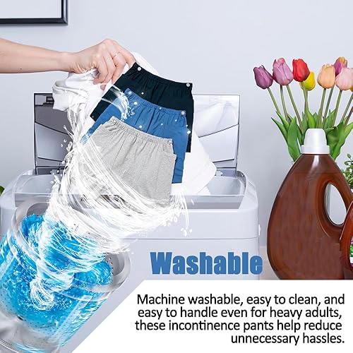 Miniatura 6 de Paquete de 2 pantalones con bolsa de orina para pacientes, pantalones de drenaje de ostomía, pantalones para incontinencia y bolsa de catéter (27-46