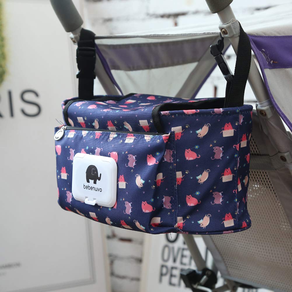Passeggino Organizer con portabicchieri - animale sveglio salviette per neonati Dispenser - Leggero Stroller Bag - Mini Diaper Bag - Passeggino Accessori