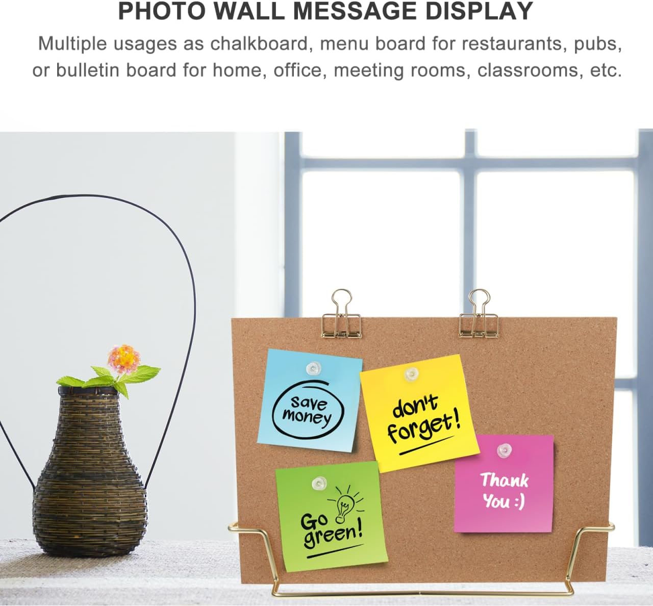 TOYANDONA Cork Board Bulletin Board with Metal Stand, 12.6x9 Inch Notice Message Pin Board, Desktop Memo Board, Perfect for Home Office School Decor