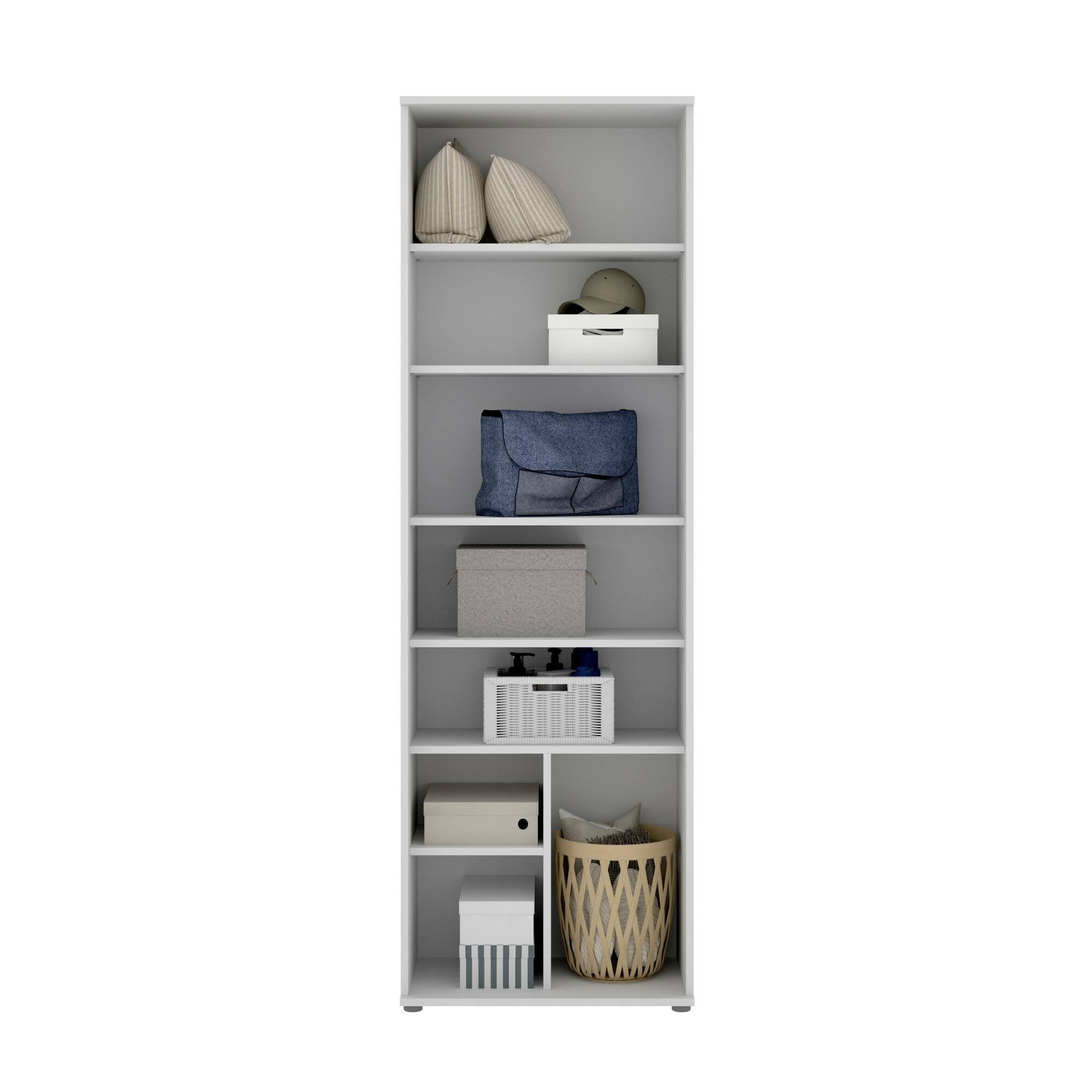 Dmora - Armadio multiuso 2 ante Suretta, Mobile multifunzione portaoggetti, Guardaroba porta scarpe, 61x35h190 cm, Bianco