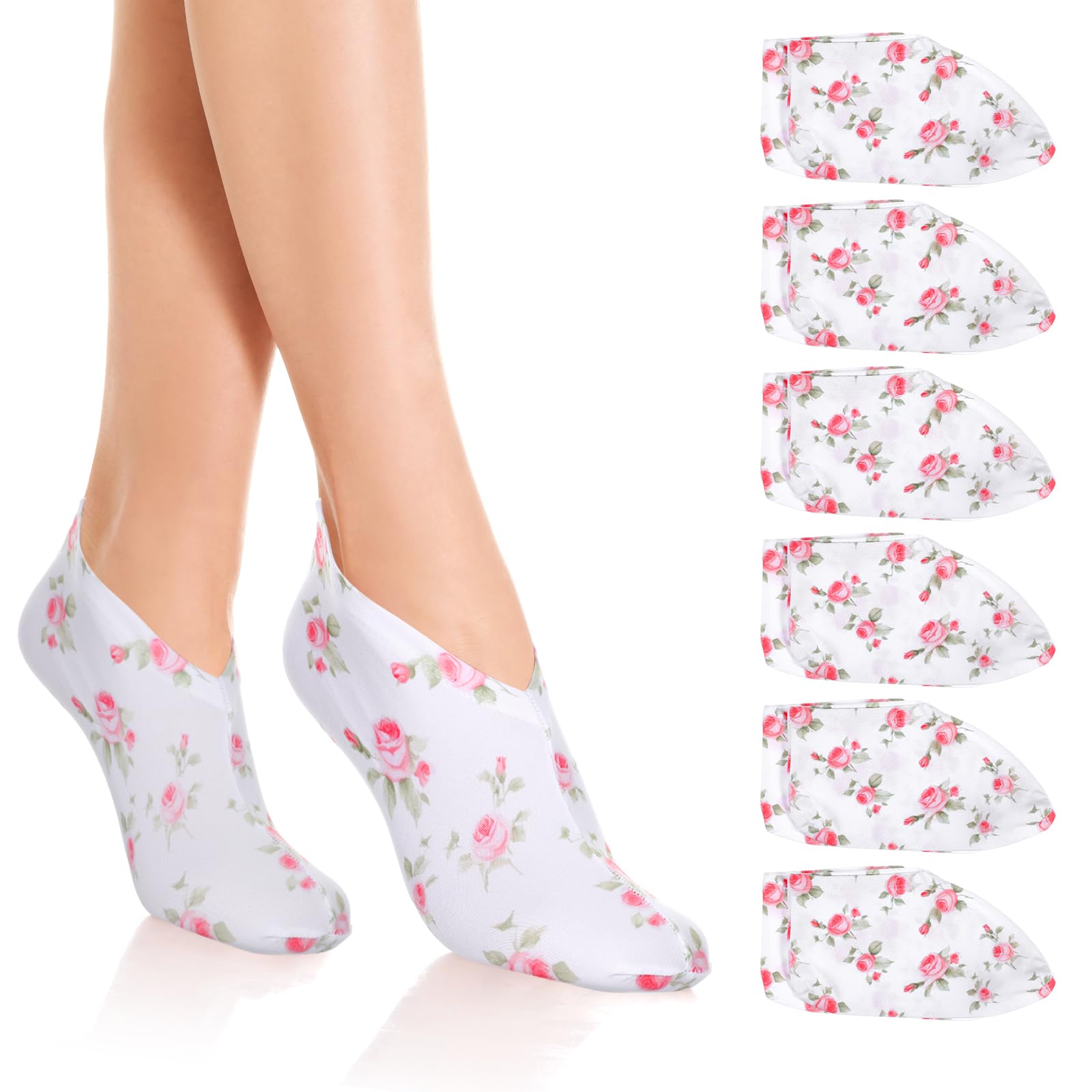6Pcs Moisturizing Socks Overnight for Dry Cracked Feet, Cotton Sleep Socks Sleep Sock with Floral Print for Women Men, Soft Feet Moisturizer Sock or Softening, Care After Pedicure